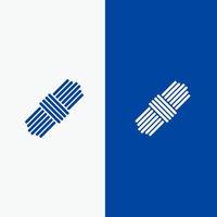 conjunto de cuerdas línea y glifo icono sólido banner azul vector