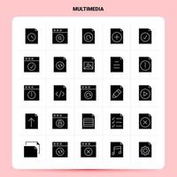 Solid 25 Multimedia Icon set Vector Glyph Style Design Black Icons Set Web and Mobile Business ideas design Vector Illustration