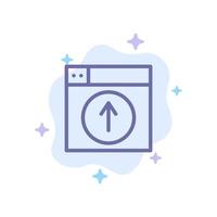 Upload Up Web Design application Blue Icon on Abstract Cloud Background vector