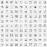 conjunto de 100 iconos de línea de negocios creativos vector