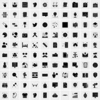 Set of 100 Universal Solid Icons vector