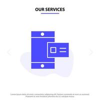 Our Services Mobile Online Chalk Profile Solid Glyph Icon Web card Template vector