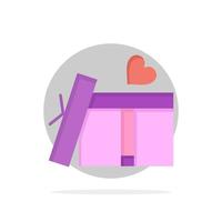 caja de regalo corazón amor círculo abstracto fondo color plano icono vector