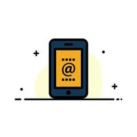 plantilla de banner de vector de icono de línea plana de negocio de teléfono de identificación de correo móvil