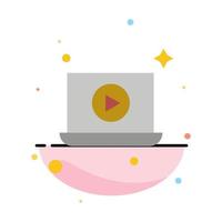 Laptop Play Video Abstract Flat Color Icon Template vector