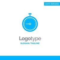 Stopwatch Clock Fast Quick Time Timer Watch Blue Solid Logo Template Place for Tagline vector