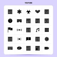 Solid 25 Youtube Icon set Vector Glyph Style Design Black Icons Set Web and Mobile Business ideas design Vector Illustration