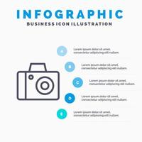 Camera Photo Studio Line icon with 5 steps presentation infographics Background vector