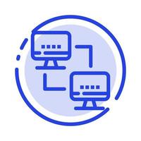 Computer Network Computing Computers Blue Dotted Line Line Icon vector