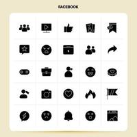 sólido 25 conjunto de iconos de facebook diseño de estilo de glifo vectorial conjunto de iconos negros diseño de ideas de negocios web y móvil ilustración vectorial vector
