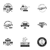 Happy fathers day 9 Black vintage retro type font Illustrator eps10 Editable Vector Design Elements