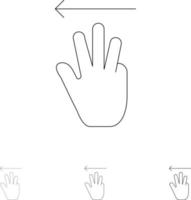 Hand Hand Cursor Up Left Bold and thin black line icon set vector