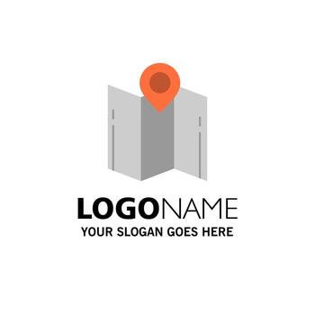 Map Direction Location Navigation Pointer Business Logo Template Flat Color vector