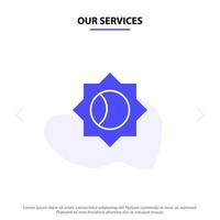 Our Services Basic Setting Ui Solid Glyph Icon Web card Template vector