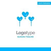 Heart Balloon Love Blue Business Logo Template vector