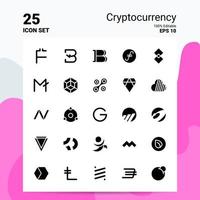 25 Cryptocurrency Icon Set 100 Editable EPS 10 Files Business Logo Concept Ideas Solid Glyph icon design vector