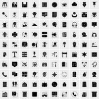 Set of 100 Universal Solid Icons vector