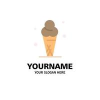 Ice Cream Cream Ice Cone Business Logo Template Flat Color vector