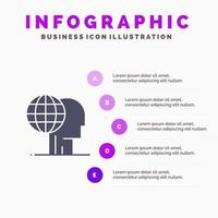 Global Marketing Finance Global Marketing Outsource Solid Icon Infographics 5 Steps Presentation Background vector