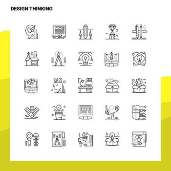 Set of Design Thinking Line Icon set 25 Icons Vector Minimalism Style Design Black Icons Set Linear pictogram pack