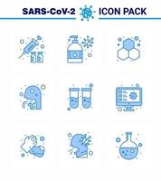 COVID19 corona virus contamination prevention Blue icon 25 pack such as blood people chemistry man cough viral coronavirus 2019nov disease Vector Design Elements