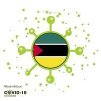 mozambique coronavius fondo de conciencia de la bandera quédese en casa manténgase saludable cuide su propia salud ore por el país vector