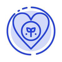 Ecology Environment Favorite Heart Like Blue Dotted Line Line Icon vector