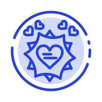 amor tarjeta san valentín corazón azul línea punteada icono de línea vector