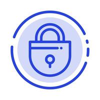 Internet Lock Locked Security Blue Dotted Line Line Icon vector