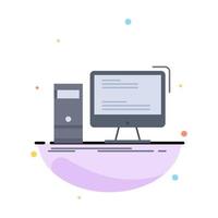 Computer desktop gaming pc personal Flat Color Icon Vector