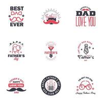 happy fathers day 9 Black and Pink text design Vector calligraphy Typography poster Usable as background Editable Vector Design Elements