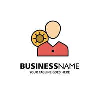 Work Efficiency Gear Human Personal Profile User Business Logo Template Flat Color vector