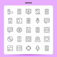 OutLine 25 Devices Icon set Vector Line Style Design Black Icons Set Linear pictogram pack Web and Mobile Business ideas design Vector Illustration