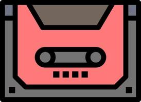 Analog Audio Cassette Compact Deck  Flat Color Icon Vector icon banner Template