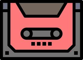 Analog Audio Cassette Compact Deck  Flat Color Icon Vector icon banner Template