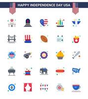 Happy Independence Day USA Pack of 25 Creative Flats of bird american heart light candle Editable USA Day Vector Design Elements