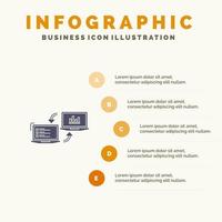 Exchange Business Completers Connection Data Information Solid Icon Infographics 5 Steps Presentation Background vector