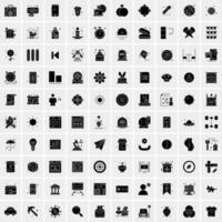 Set of 100 Universal Solid Icons vector