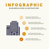 Office Building Job Solid Icon Infographics 5 Steps Presentation Background vector