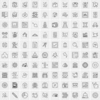 conjunto de 100 iconos de línea de negocios creativos vector