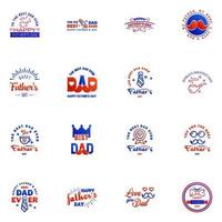 Happy fathers day 16 Blue and red Typography set Vector typography Vintage lettering for greeting cards banners tshirt design You are the best dad Editable Vector Design Elements