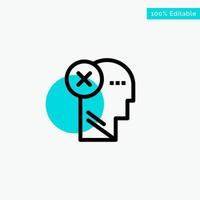 Brain Failure Head Human Mark Mind Thinking turquoise highlight circle point Vector icon