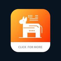 Donkey American Political Symbol Mobile App Button Android and IOS Glyph Version vector