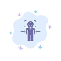 Man Focus Target Achieve Goal Blue Icon on Abstract Cloud Background vector