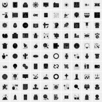 Set of 100 Universal Solid Icons vector