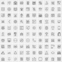 conjunto de 100 iconos de línea de negocios creativos vector