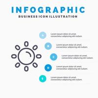 Brightness Light Sun Shine Line icon with 5 steps presentation infographics Background vector
