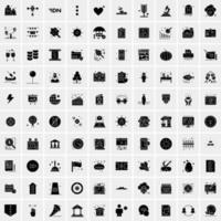 Set of 100 Universal Solid Icons vector