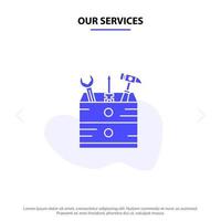 Our Services Tool Box Carpenter Tools Solid Glyph Icon Web card Template vector