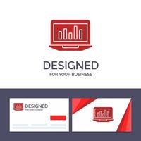 Creative Business Card and Logo template Laptop Graph Analytics Monitoring Statistics Vector Illustration